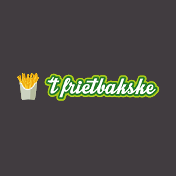 Logo van frituur 't Frietbakske. Een bakje friet met daarnaast de naam van de frituur.